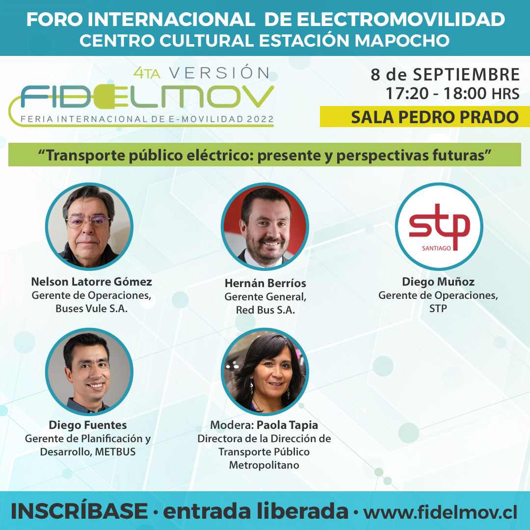 TransdevChile's tweet image. Los esperamos este jueves 8 de septiembre a las 17:20 pm en el Panel: “Transporte público eléctrico: presente y perspectivas futuras”

📍 4ta versión de #Fidelmov2022, en el Centro Cultural Estación Mapocho

Inscríbete en el siguiente link: 
live.eventtia.com/es/fidelmov2022 👈🏼