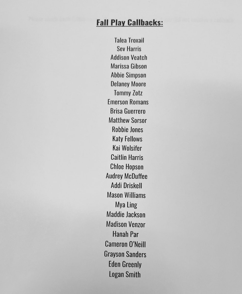 Callbacks for Almost, Maine. What a WONDERFUL round of auditions tonight! Callbacks will be THURSDAY 2-4:30pm in 2-12A! #pmhstheatre
