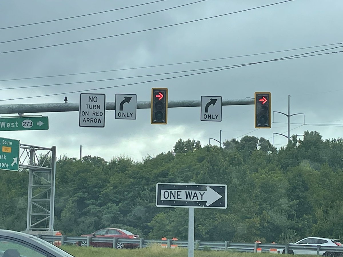 Hey <a href="/DelawareDOT/">DelDOT</a> ! Does this mean no turn on red from just the left lane, or from both lanes coming off I 95? Need to know how disapproving my looks should be.