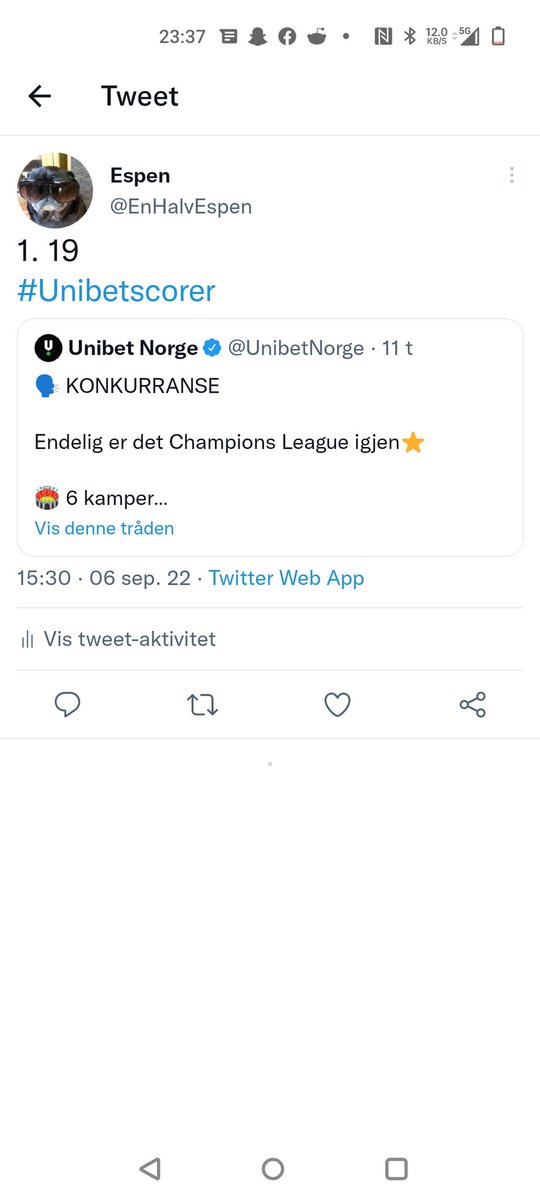 EnHalvEspen's tweet photo. @UnibetNorge https://t.co/ZIXZIlpInY