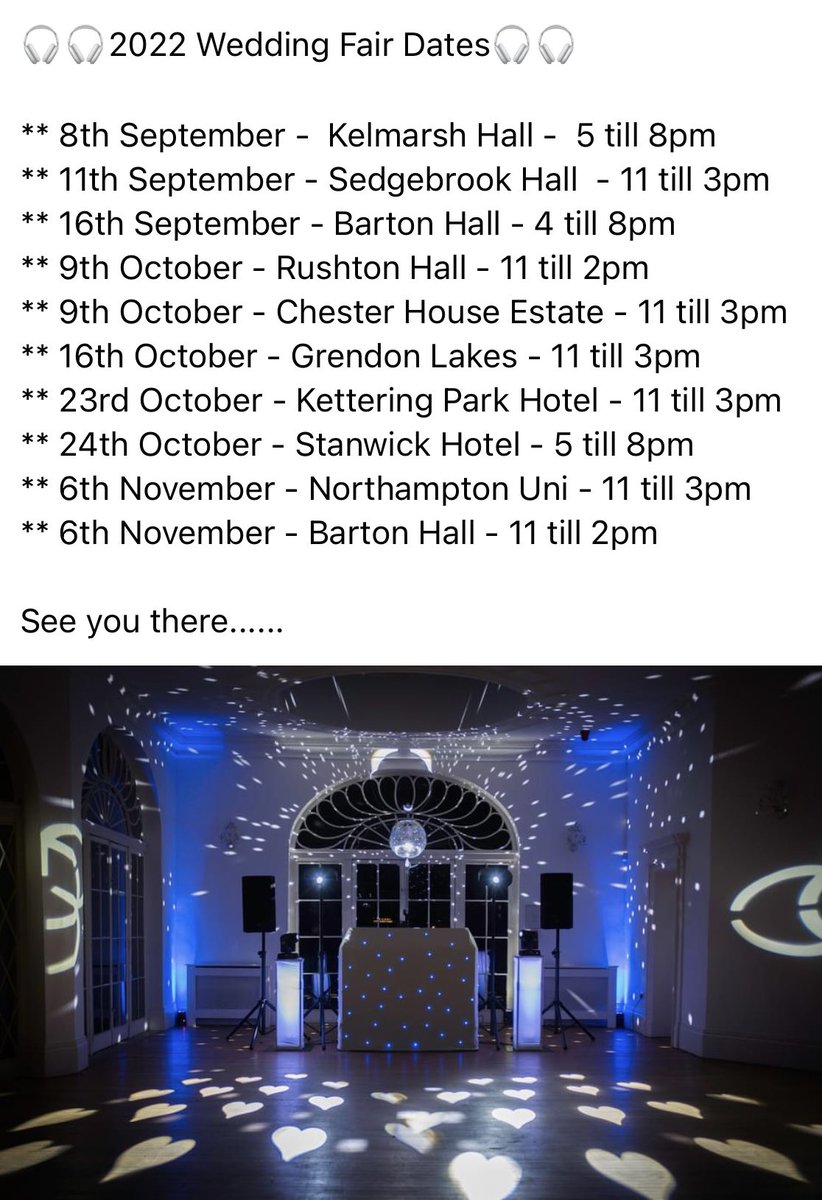 Wedding Fair Dates for 2022….. #wedding #northants #bopperteam