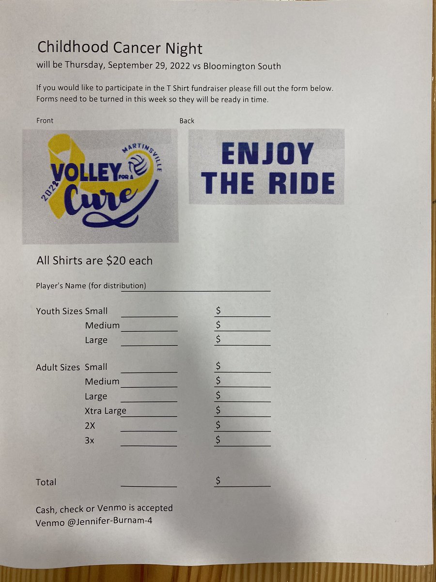 T shirts are being sold for Childhood Cancer Night on 9/29/2022. Contact Coach Patrick or <a href="/CourtneyBurnam/">Courtney Burnam</a> for order details!!