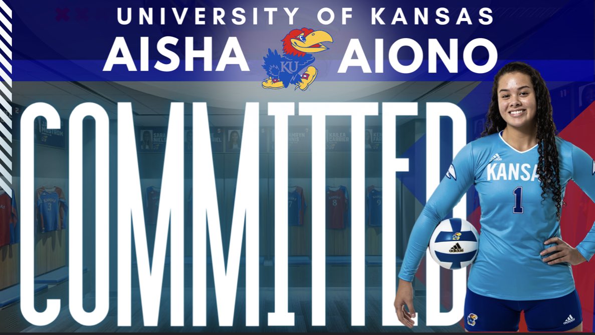 LHS Volleyball (@jaysvb) on Twitter photo HEY HEY HEY! We’ve got a future Jayhawk! Congratulations to our #21 Aisha Aiono who committed to continue her academic and athletic career <a href="/KUVolleyball/">Kansas Volleyball</a>! Hard work pays off! Awesome kiddo, proud of you! <a href="/LHSBlueJays/">Liberty HS Athletics</a> HEY HEY HEY! We’ve got a future Jayhawk! Congratulations to our #21 Aisha Aiono who committed to continue her academic and athletic career <a href="/KUVolleyball/">Kansas Volleyball</a>! Hard work pays off! Awesome kiddo, proud of you! <a href="/LHSBlueJays/">Liberty HS Athletics</a>