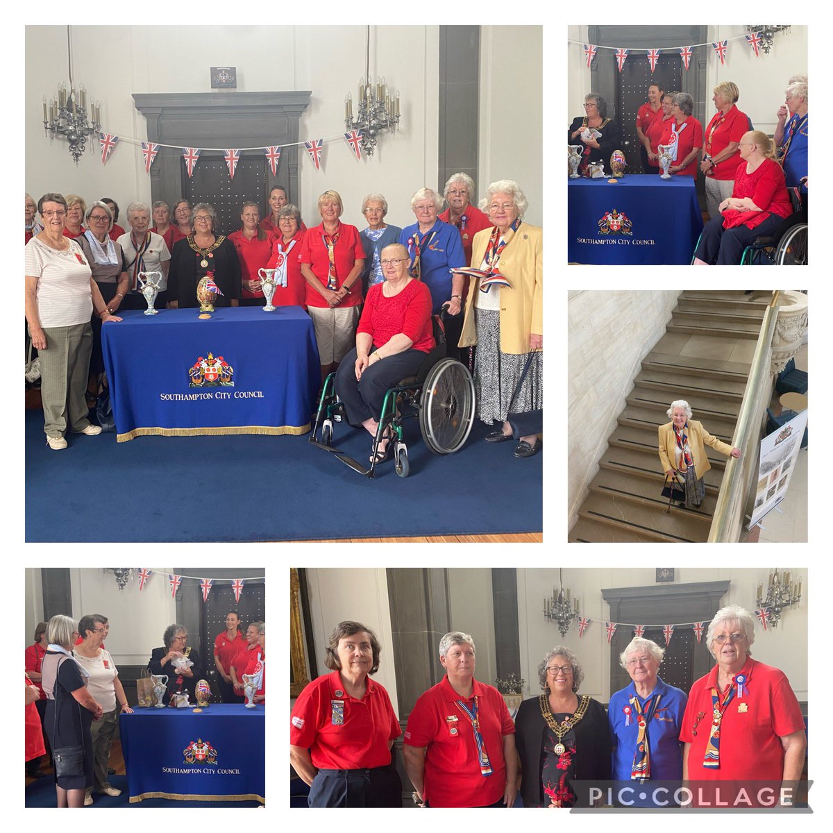 TheSotonMayor's tweet photo. Today I had the pleasure of welcoming the Trefoil Guild of Girl Guiding to the Parlour. Great visit to show the ladies round. They presented me with a beautiful glass with their crest on. #civiclife #800thMayor #girlguiding https://t.co/GqBH8TXisv