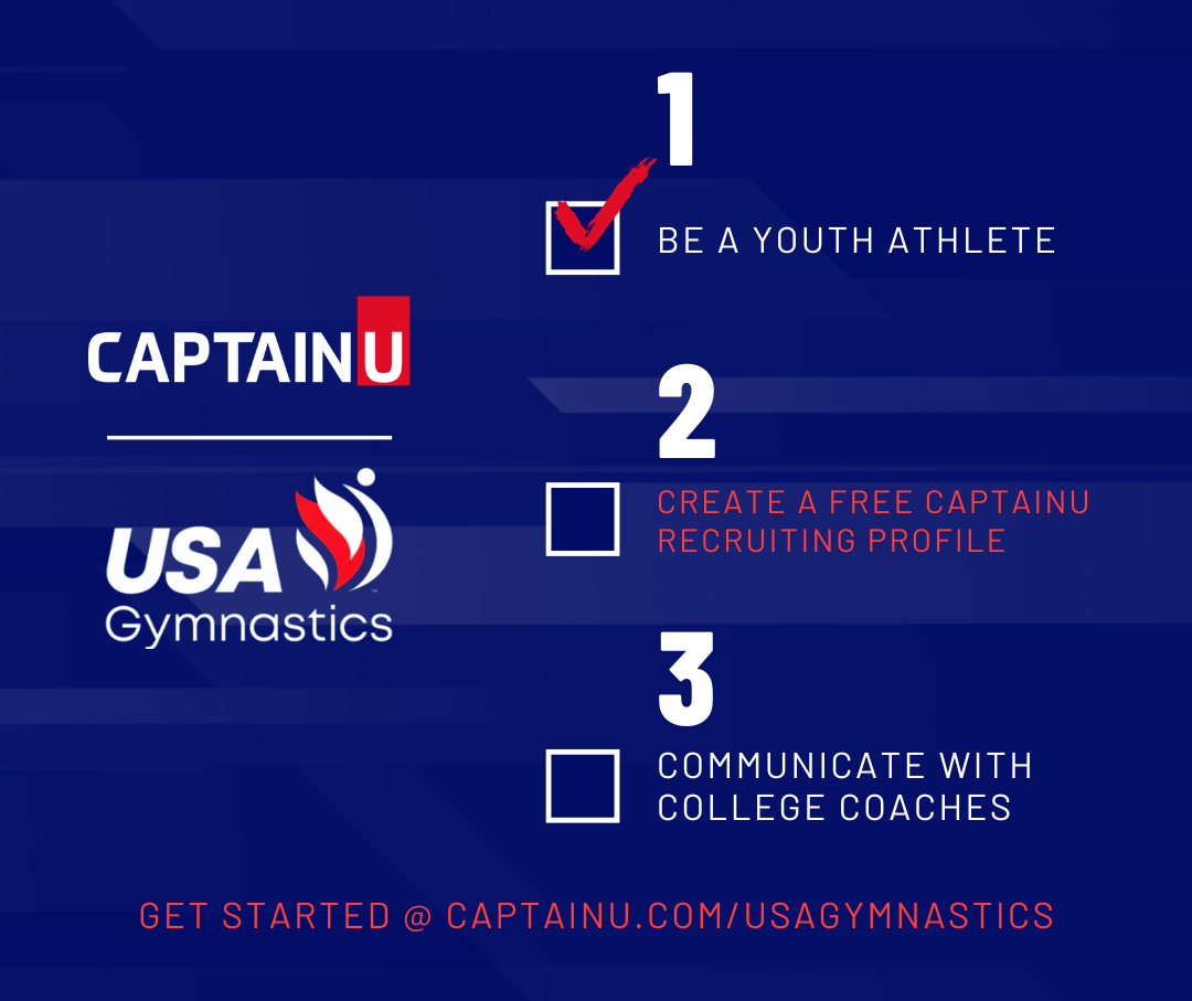 USAGym's tweet image. Want to compete in college!? 

@CaptainU is the official recruiting partner for USAG - they make it easy for you to connect with college coaches, get recruiting advice &amp;amp; so much more!

Get started early &amp;amp; create your FREE CaptainU recruiting profile &amp;gt;&amp;gt; bit.ly/usaglandingpage