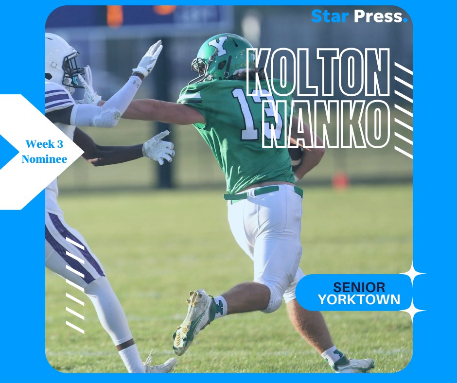 TheStarPress's tweet photo. Kolton Nanko of @YorktownPigskin @YHSAthletics https://t.co/i5mcSvPAFj
