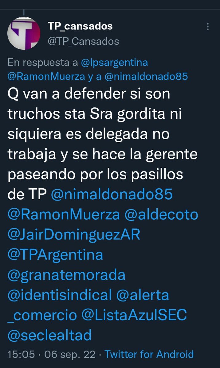 🤮DESESPERADOS

Así atacan los trolls de Armando Cavalieri fomentando el ODIO a menos de una semana de las elecciones del 15 de diciembre en el SEC CABA

Desde una cuenta anónima hablan de "sta Gordita". El ataque se produce en medio de la condena social a los discursos de ODIO