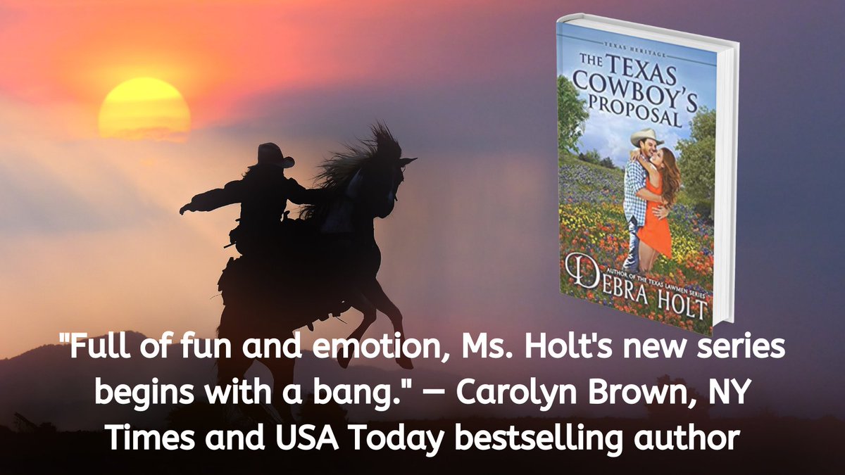My new Texas Heritage Series launches 9/1 with The Texas Cowboy’s Proposal. "Full of fun and emotion, Ms. Holt's new series begins with a bang." — Carolyn Brown, NY Times and USA Today bestselling author 
Get your copy at amzn.to/3wy1cAY or wherever you get ebooks!