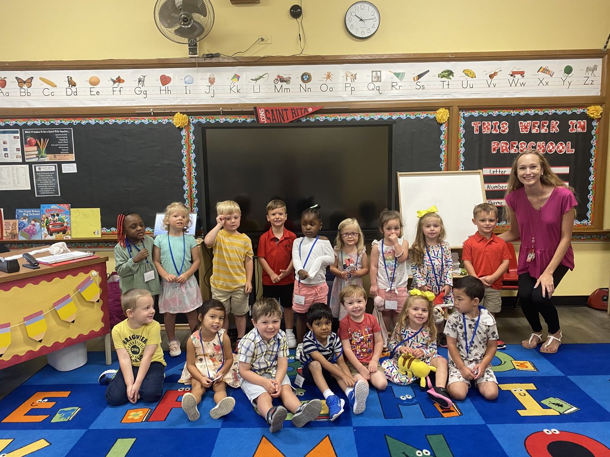 stritafalcons's tweet photo. Hooray, they're here! Some of our littlest Falcons took a quick sec for their first group pic 📸 We love these 3 year-olds and their cheeky grins! Welcome, friends! #littlefalcons #littlefalconlearningcenter #stritaschool #saintritaschool #youbelonghere ❤️🖤 https://t.co/giPDUgMtCg