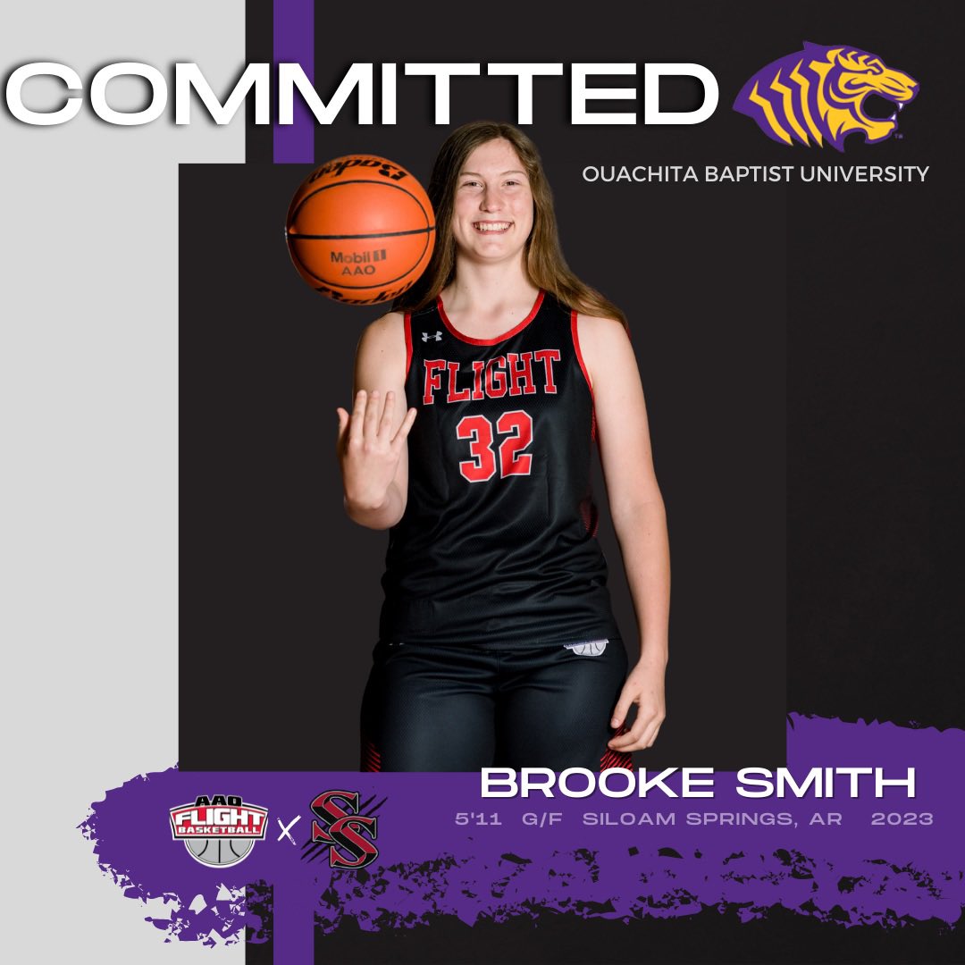 Committed! 2023 Brooke Smith (<a href="/Smithy23_/">Brooke Smith</a>) has committed to Ouachita Baptist in Arkadelphia, AR to further her athletic &amp; academic career!

Congrats! No doubt, you’re gonna be successful at the next level. Excited to keep supporting you in any way we can! Proud! #FlightFamily ✈️