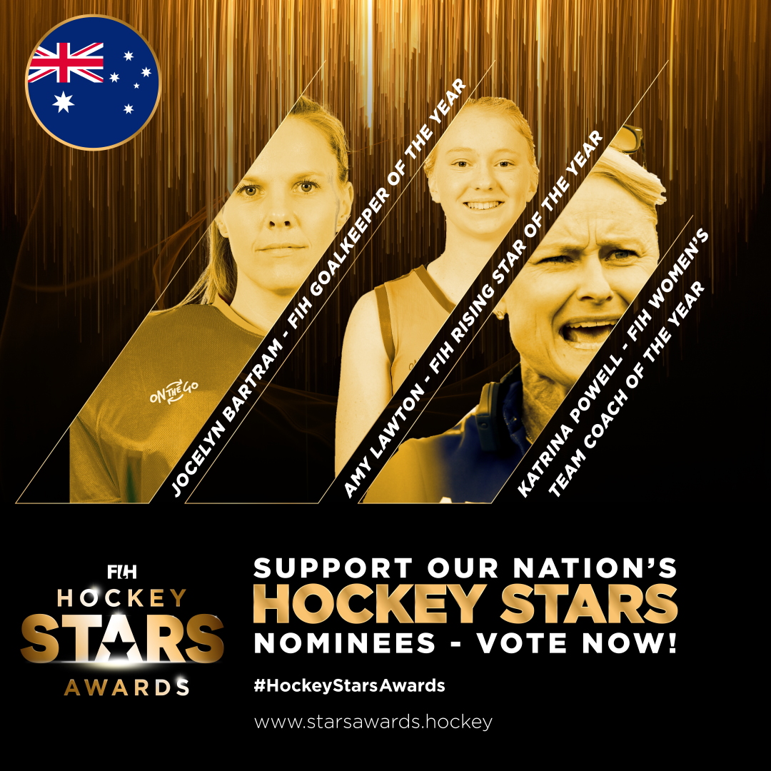 Get around them! Our coach Katrina Powell, goalkeeper Jocelyn Bartram &amp; young gun Amy Lawton have been named as finalists in the <a href="/FIH_Hockey/">International Hockey Federation</a> Stars Awards.

Vote for them now as it all counts. fih.hockey/events/hockey-… #HockeyStarsAwards