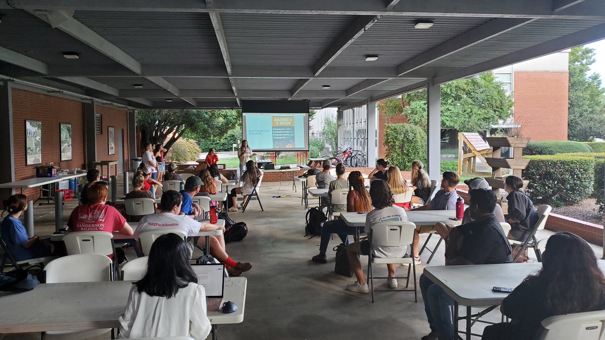 GareyAFox's tweet photo. Great attendance at @NCState_BAE @ASABEorg Student Branch Meeting tonight. Theme of the year is 4 Seas! #connect #collaborate #community #compete #GoBAEPack @NCStateEngr @NCStateCALS https://t.co/Ome8MyHSBD
