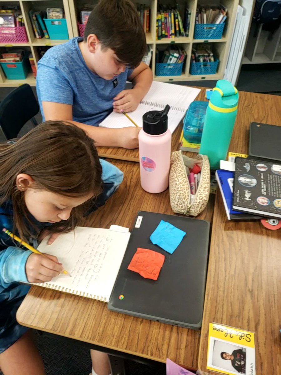 We reviewed nouns and adjectives today! Each student wrote and exchanged post-its with random nouns/adjs. We had some silly quick write prompts: purple mold, gloopy paper, sad giants, and many more!