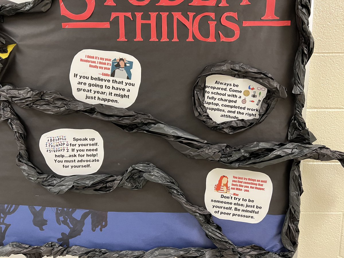 BillPratt23's tweet photo. Enjoyed making this #StrangerThings #bulletinboard for my 6th graders. #studentthings https://t.co/qqfTR8fPJ8