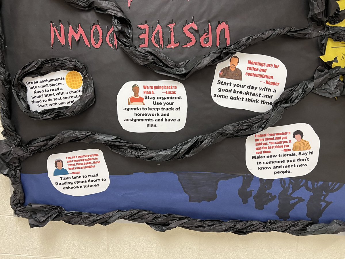 BillPratt23's tweet photo. Enjoyed making this #StrangerThings #bulletinboard for my 6th graders. #studentthings https://t.co/qqfTR8fPJ8