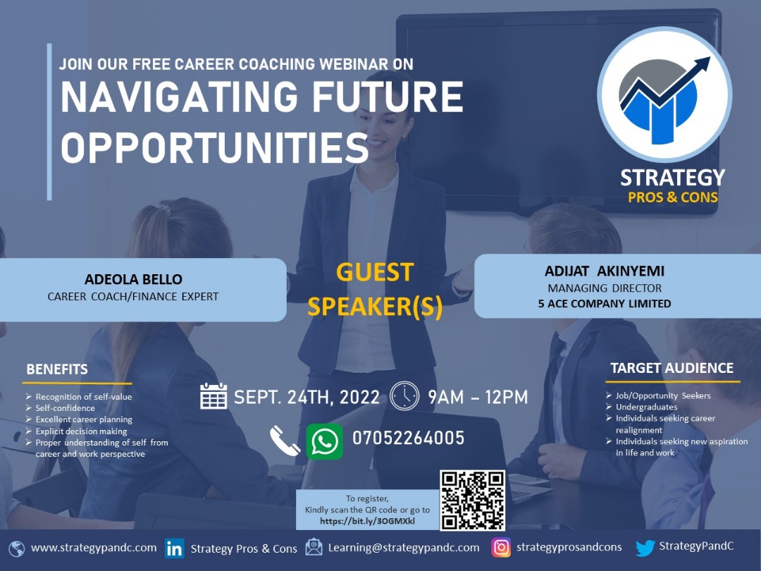 StrategyPandC's tweet photo. Join our free career coaching  session to get advice, tips, and ideas on how to identify your strengths and values and how to make informed decisions regarding your career.

Register via https://t.co/10ukwaFGLx or call  0705 226 4005 https://t.co/HOtSzf0m2G