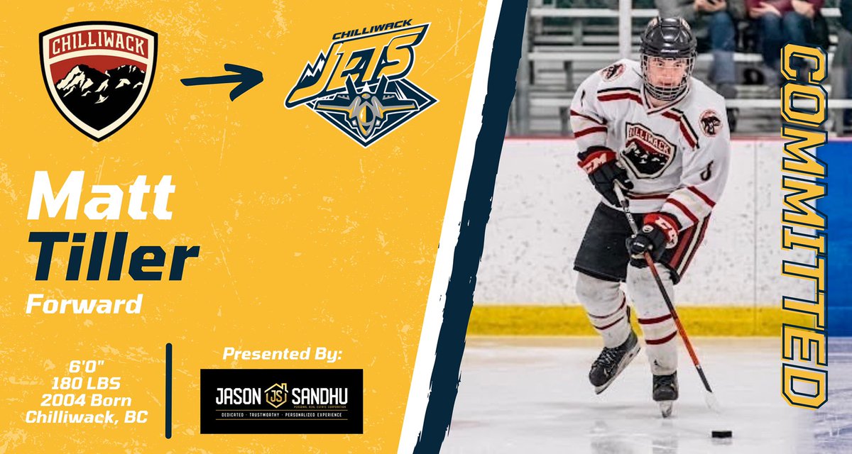 ChilliwackJets's tweet photo. โ ๏ธ COMMITMENT ALERT โ ๏ธ
On behalf of the Chilliwack Jets, we would like to announce Matt Tillerโs commitment to play for the Jets this season!! ๐ฉ
Please welcome Matt to the Jets! ๐
#welcometothejets #soaringjetsklifeย #gojetsgo #signingseasonย #hardworkpaysoffs #jetshockey https://t.co/BUzD5XbvCU