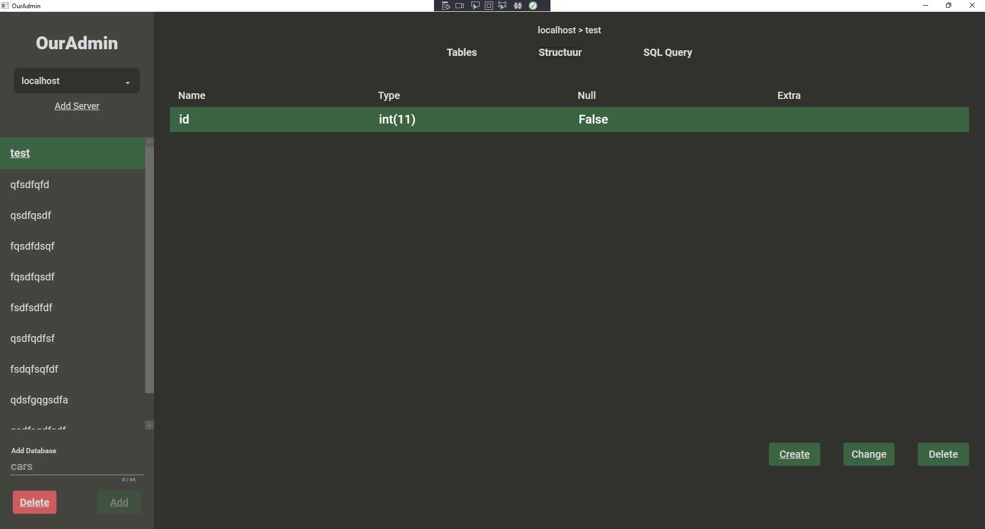 Image of structure page where a user can chage the structure of the column.