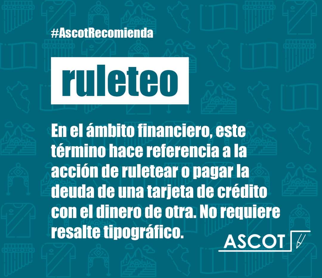 AscotPeruOf's tweet photo. Ejemplo: «El ruleteo es apagar una fogata, pero avivar un incendio». El «DLE» registra «ruletear» como un venezolanismo que significa 'trasladar o remitir innecesariamente a alguien o algo de un lugar a otro'. #AscotRecomienda #Ruleteo #Ruletear https://t.co/qemkDPJ2UT