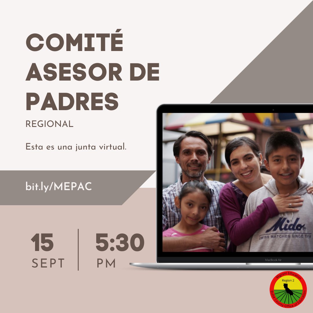 meregion2's tweet photo. Únase a nuestra reunión virtual del Comité Asesor de Padres Migrantes a las 5:30 p.m. 
https://t.co/KOyLeE5HbI
~
Join us for a virtual Parent Advisory Council meeting at 5:30 PM.
https://t.co/KOyLeE5HbI https://t.co/DTwWrocJFK