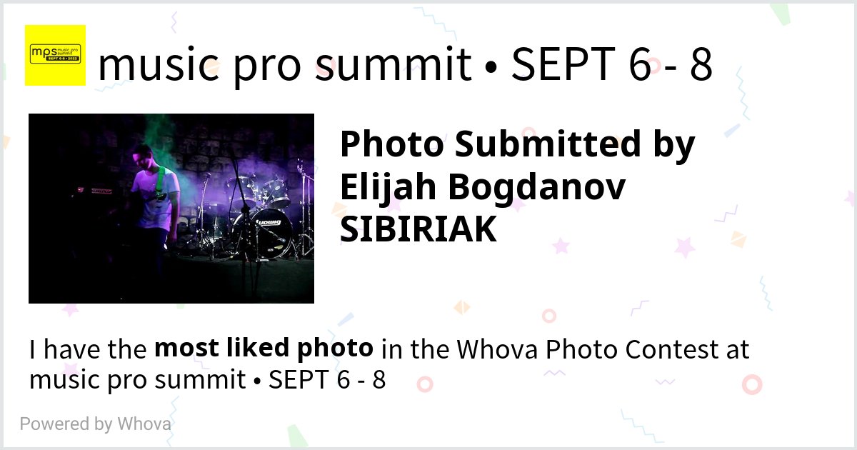 SIBIRIAK_com's tweet photo. Super excited to be #1 in the photo contest at music pro summit • SEPT 6 - 8! #musicprosummit #indieweek #mps2022 - via #Whova event app https://t.co/orjTmkMICe