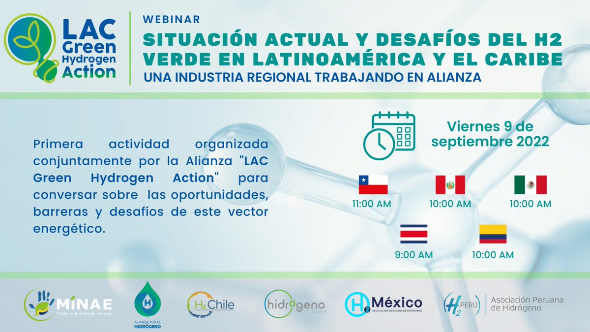 Red_IEL's tweet photo. Webinar Internacional | Viernes 9 de septiembre
Situación actual y desafíos del H2 Verde en Latinoamérica y el Caribe
Inscripciones: https://t.co/ybI5xPSnYb https://t.co/CQpwnrHusv
