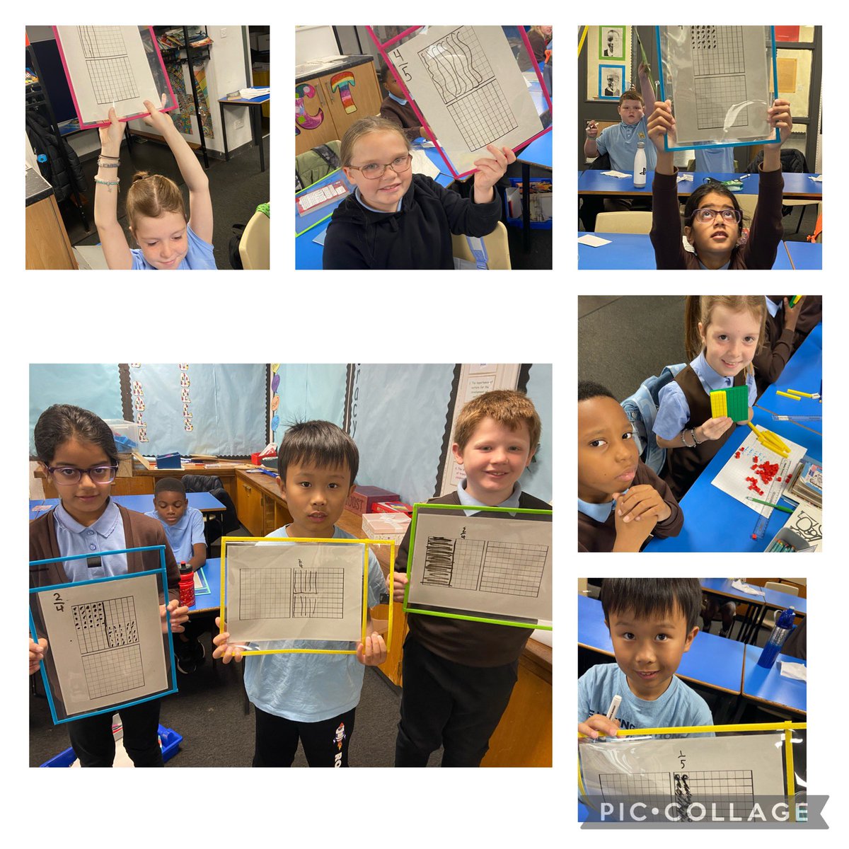 Oh how easy it is to turn fractions into decimals when using concrete materials @StBlanesGCC @MccomishMrs @LmStBlanesGCC #mathsisfun