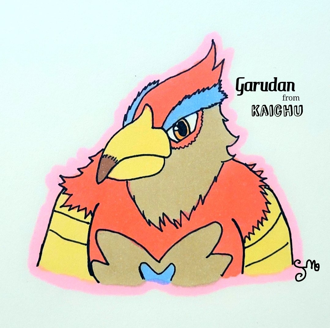gemslym's tweet photo. I drew Garudan from the upcoming Kaichu game. I like how he turned out and plan on doing more monsters from this game. #FANART #kaichu #art #Indie #indiegame @TopHatStudiosEN @Squiddershins https://t.co/tXK9lfdalD