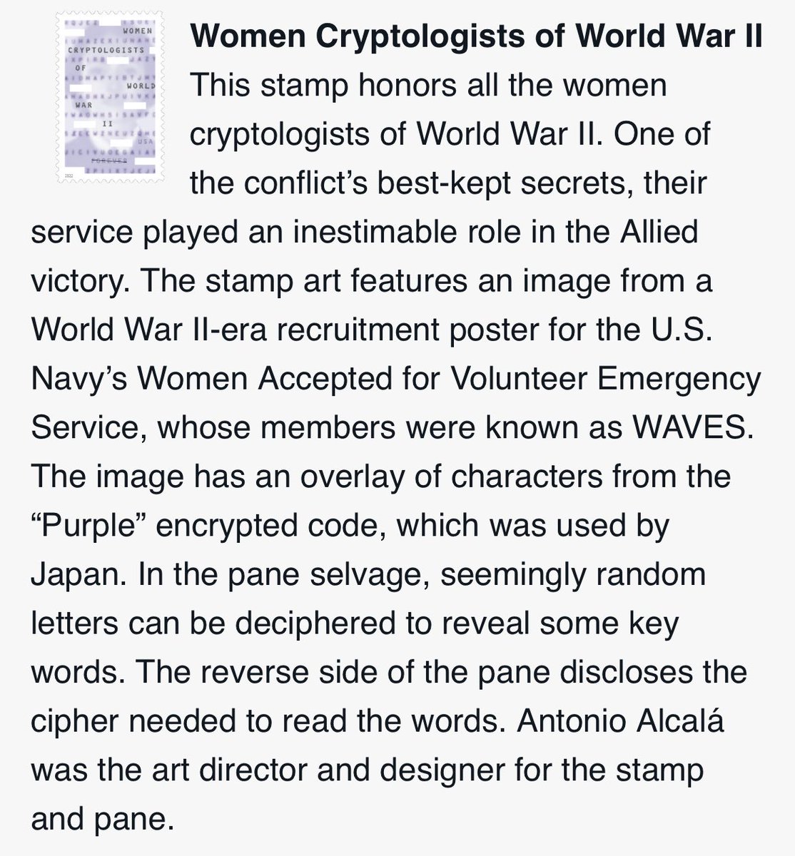 Joseph Lorenzo Hall, PhD (@joebeone) on Twitter photo On October 18 — three days before Global Encryption Day (@encryption_day) on 21-Oct, the <a href="/USPS/">U.S. Postal Service</a> will release a new stamp honoring women cryptologists of World War II about.usps.com/newsroom/natio… On October 18 — three days before Global Encryption Day (@encryption_day) on 21-Oct, the <a href="/USPS/">U.S. Postal Service</a> will release a new stamp honoring women cryptologists of World War II about.usps.com/newsroom/natio…