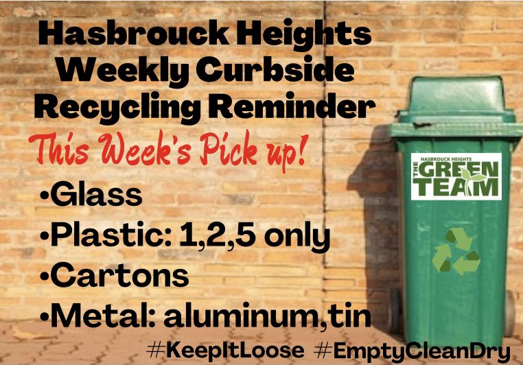 HHGreenTeam's tweet photo. Curbside recycling goes out this evening for tomorrow morning’s pickup!
(9/7)
🚫No bags! #keepitloose in your recycling♻️bin!
🚫Prevent contamination
👉🏻#EmptyCleanDry
#hasbrouckheights
#ReduceReuseRecycle #RecycleRight #ResponsibleRecycling #HHRecycles #binitdontbagit https://t.co/3PnTCHoArM
