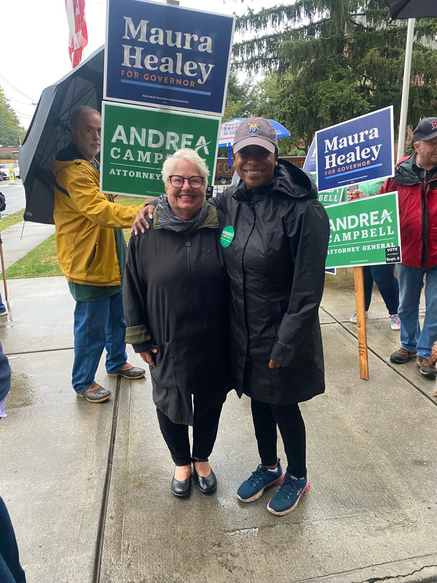 AJCampbellMA's tweet photo. There's no stopping #TeamCampbell. Thank you to everyone who joined me in the 🌧️ to help greet voters at the polls in Newton!
Polls close at 8:00 pm, so there's still time to cast your #ACforAG ballot today: https://t.co/Cb2XZmgdsC. https://t.co/Fu3ZLPWgUV