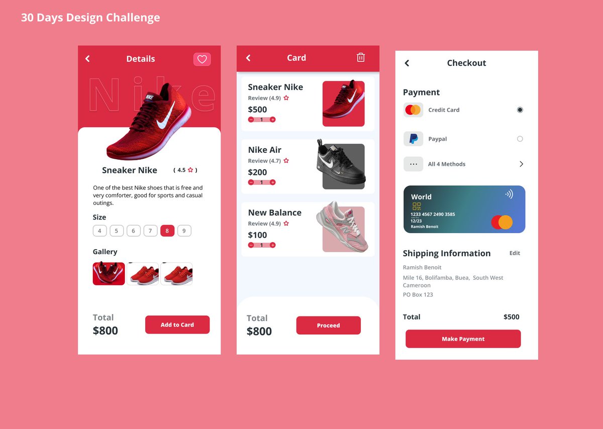 BenoitRamish's tweet photo. Today we were ask to design a checkout UI.
@Ingressive4Good
@IMTconf
#I4G30DaysOfDesign
#I4GDesignChallenge https://t.co/pe5mBGLoJi