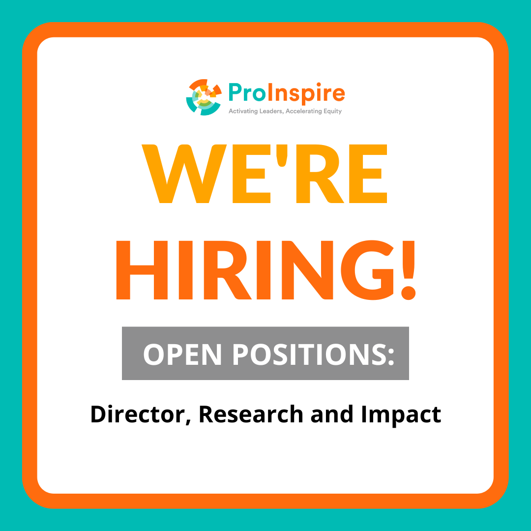 ProInspire's tweet photo. We're hiring! ProInspire is seeking a Director, Research and Impact to join our diverse and dynamic team to play a vital role in driving our work supporting organizations with accelerating racial equity. 🚀 Learn more and apply today: https://t.co/PVp8mMxhir https://t.co/9cRrYB5H8r