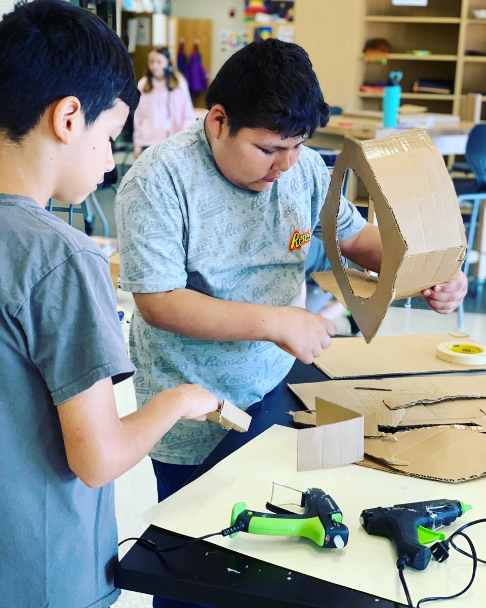 6th graders are working on building 3D or relief cardboard sculptures. They learned about different attachment techniques, all the tools &amp; some even took advantage of working in partners to create projects with the same theme. They are working hard and are doing a fantastic job!