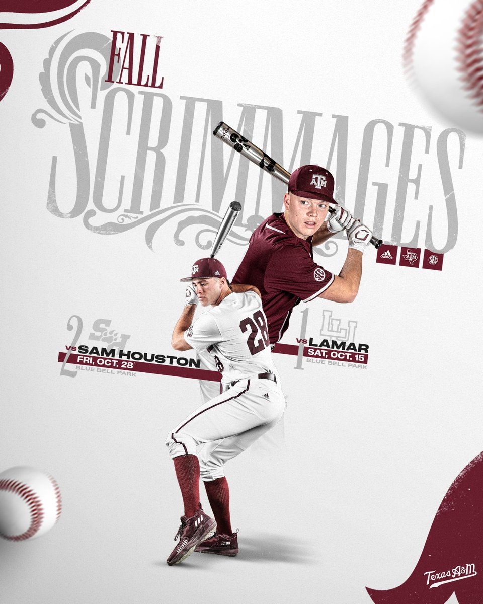 AggieBaseball's tweet photo. Free fall baseball on deck!

🆚 Lamar | 10/15 | 1 pm
🆚 Sam Houston | 10/28 | 5 pm

More Info 👇 
📰 https://t.co/ZJ9nctY2bP 

#GigEm https://t.co/3X2oZL4gsP