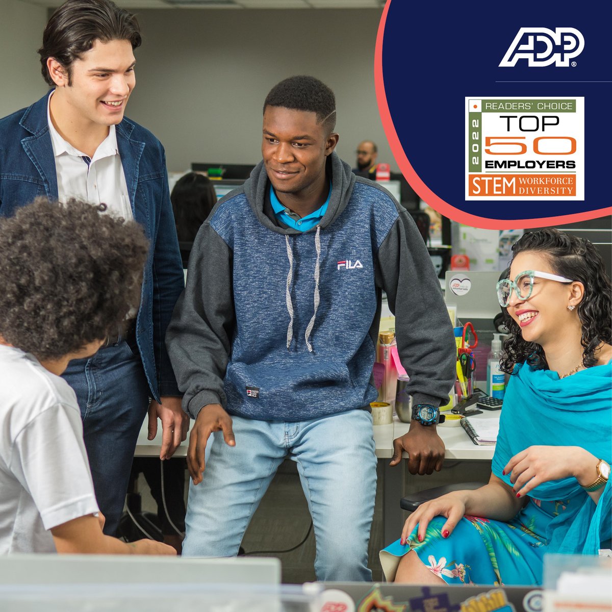 MissEstevess's tweet photo. ADP has been named a Top 50 Employer in 2022 by STEM Workforce Diversity Magazine! 

Click below to learn more about how we value diversity, equity, and inclusion here at ADP.  

#ADPTech #Top50Employer #STEM #Tech #Career https://t.co/mFmEyikFcW https://t.co/9VoDtOdVWC