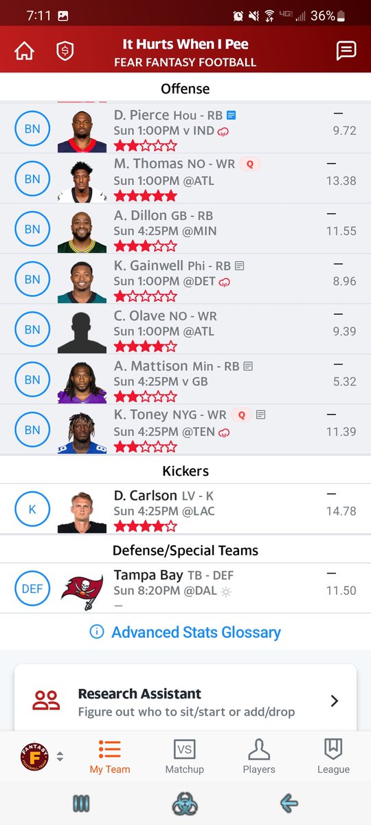 ScottEllis1016's tweet photo. @NFLFantasy 10 team full ppr league. https://t.co/KfT4IA5hiq