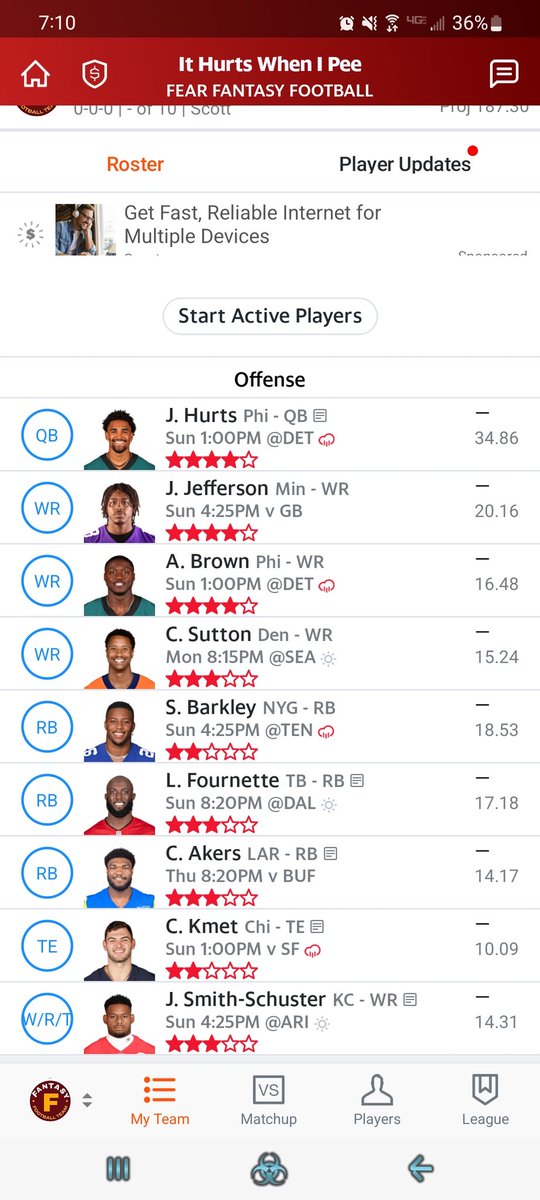 ScottEllis1016's tweet photo. @NFLFantasy 10 team full ppr league. https://t.co/KfT4IA5hiq