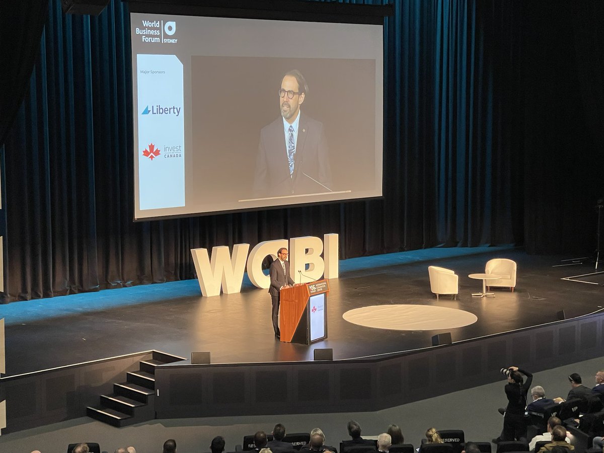 wobi_en's tweet photo. A warm welcome to 🇨🇦 @TCS_SDC from @canadadownunder to #WBFSYD! Delighted to have you in #Sydney. 🇨🇦 Consul General @AFGiroux on the mainstage introducing @nathan_furr, an expert authority on digital transformation and disruptive innovation. #CANatWOBI @invest_canada https://t.co/vQwPfRyVSs