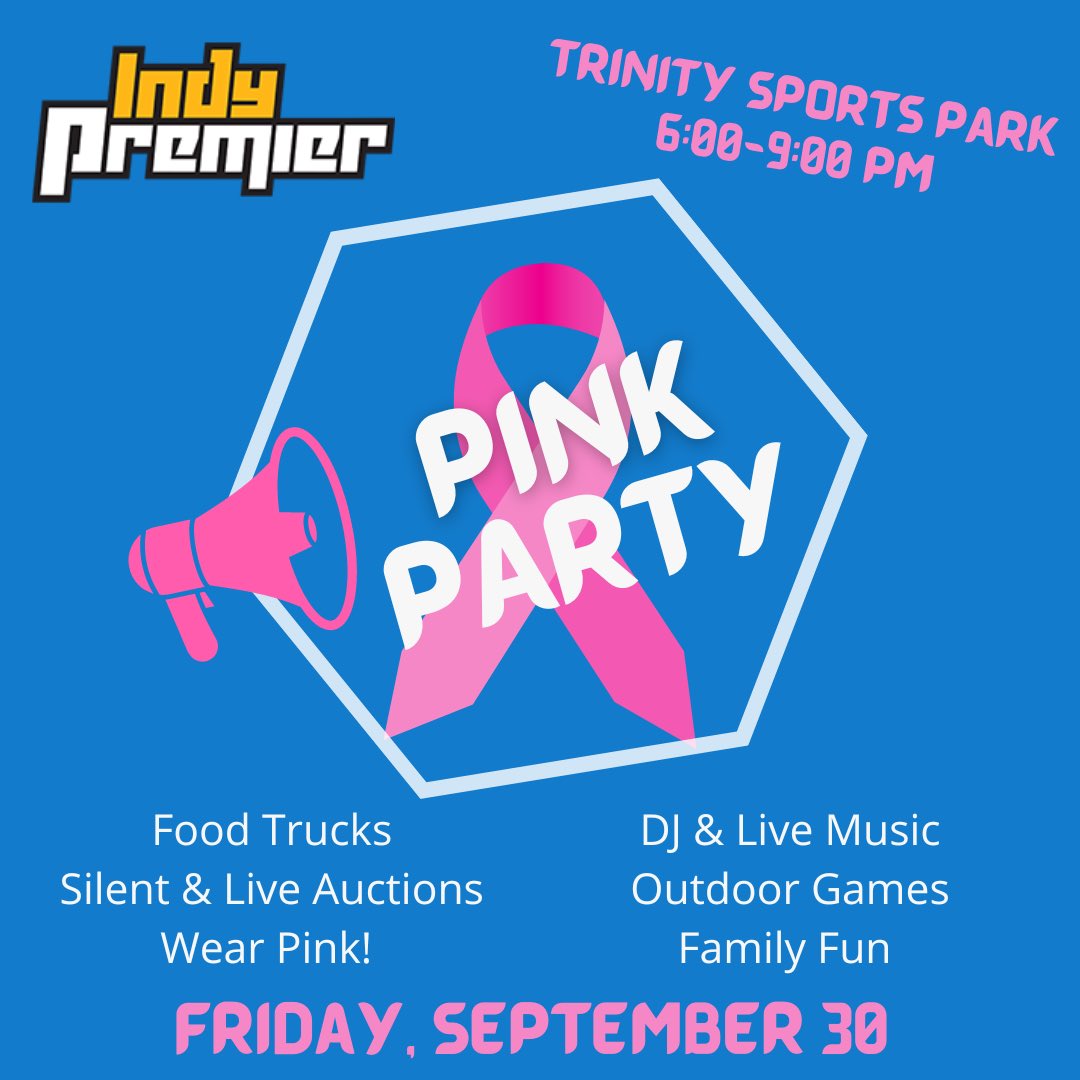 IndyPremierSC's tweet photo. Come on out and support the inaugural Pink Party and raise awareness (and funds!) to Breast Cancer Research!  Contact Michael.Stewart@indypremiersc.org with questions. #pinkparty #markyourcalendar https://t.co/Z0QUqA7dYn