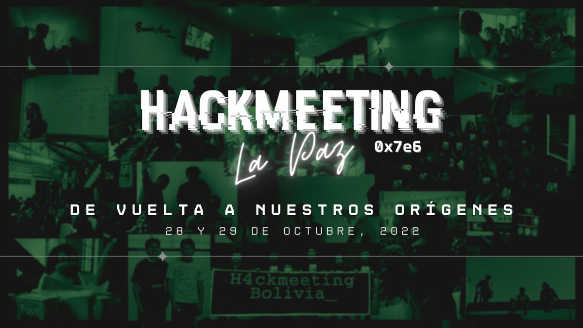 🔥 ¡EL HACKMEETING REGRESA! 🔥

¡La Des-conferencia de Hackers vuelve este 2022 en La Paz! El viernes 28 y sábado 29 de octubre nos reunimos, y sería genial que formes parte.

CONOCE MÁS: hackmeeting.org.bo