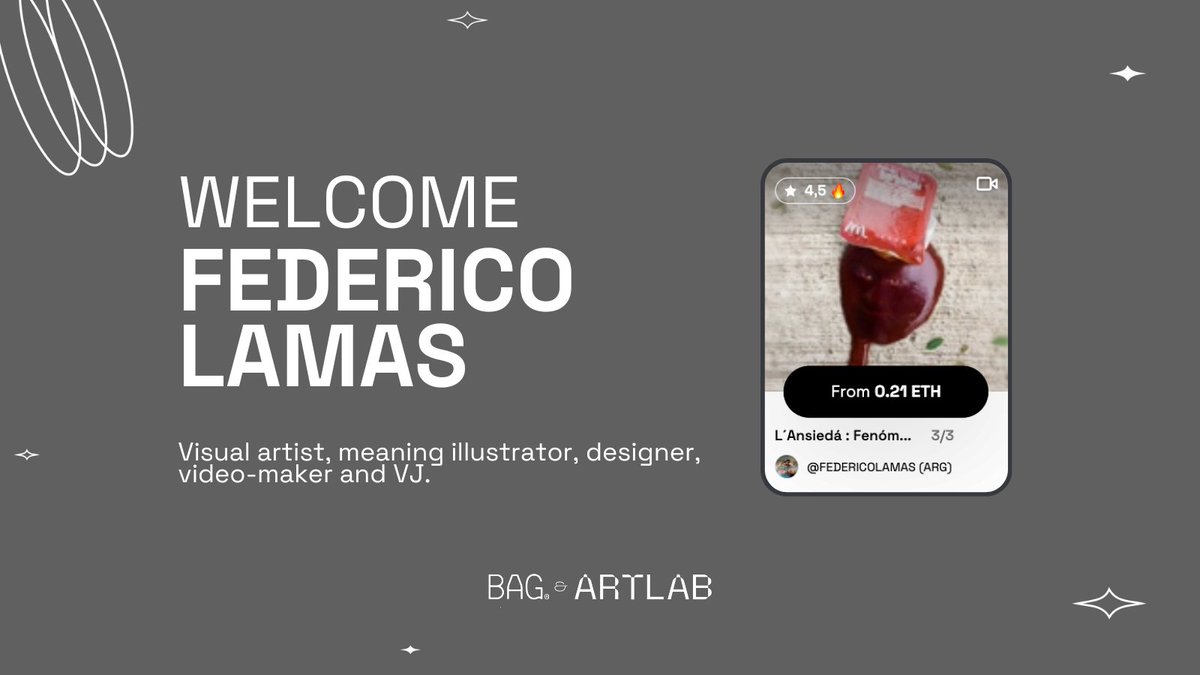 Visual artist, vj, illustrator and videomaker <a href="/federico_lamas/">Federico Lamas</a>. He shows us in his #NFTs illustrations with optical effects, generating fusions of the everyday with satire.

L'Ansiedá : Fenómeno #4 - 0.21 Ξ
&gt;&gt; artbag.io/en/profile/fed… &lt;&lt;