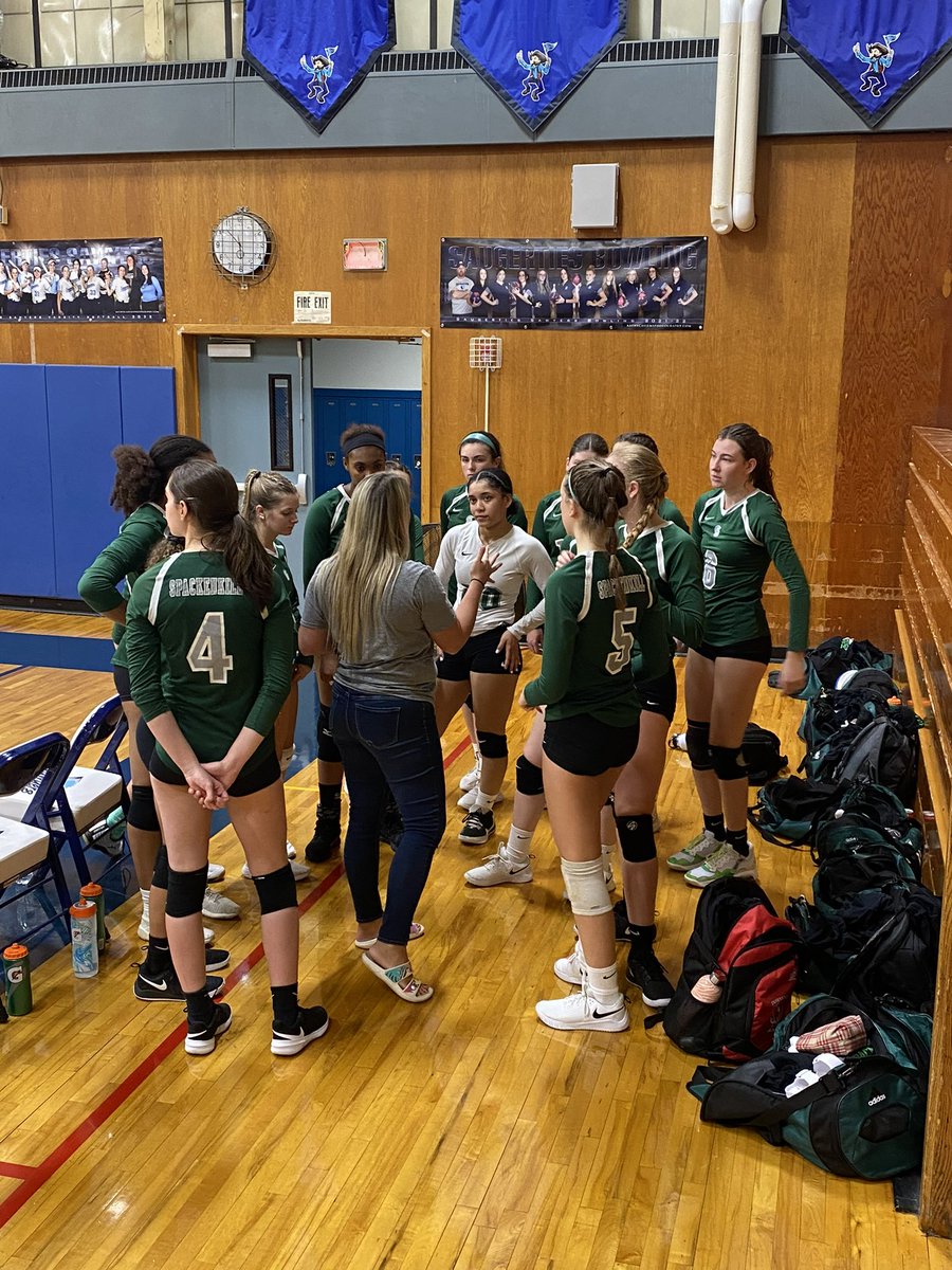 Varsity Volleyball wins their first match of the season at Saugerties. 
25-17, 25-17, 25-15