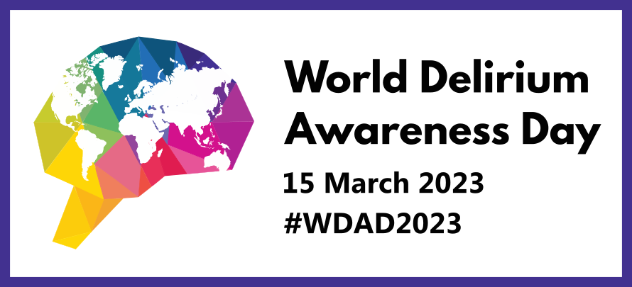 The 2023 World #Delirium Awareness Day logo.

#WDAD2023 is 15 March 2023.