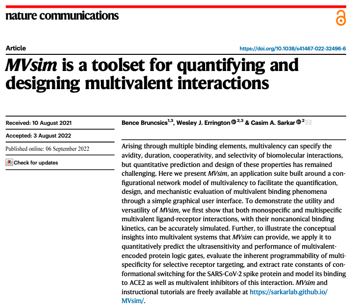 sarkarlab's tweet photo. Our recent work now out in Nature Communications: MVsim is a toolset for quantifying and designing multivalent interactions @NatureComms https://t.co/09A5Q6usua https://t.co/LCtmmqEcOq