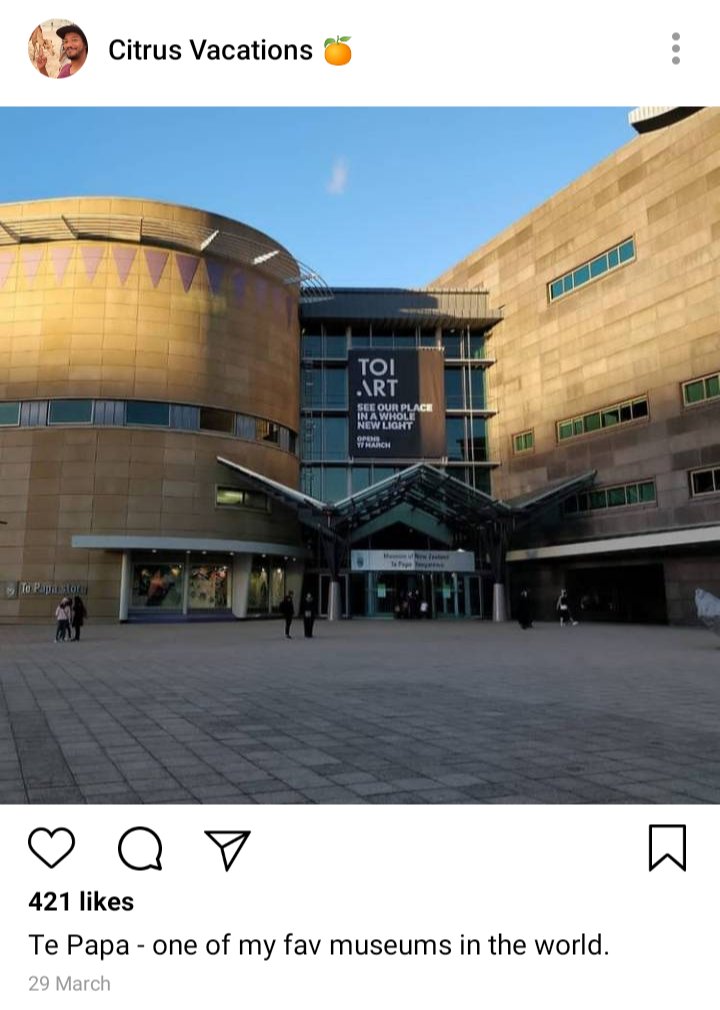 Roachs IG: picture of Te Papa museum
