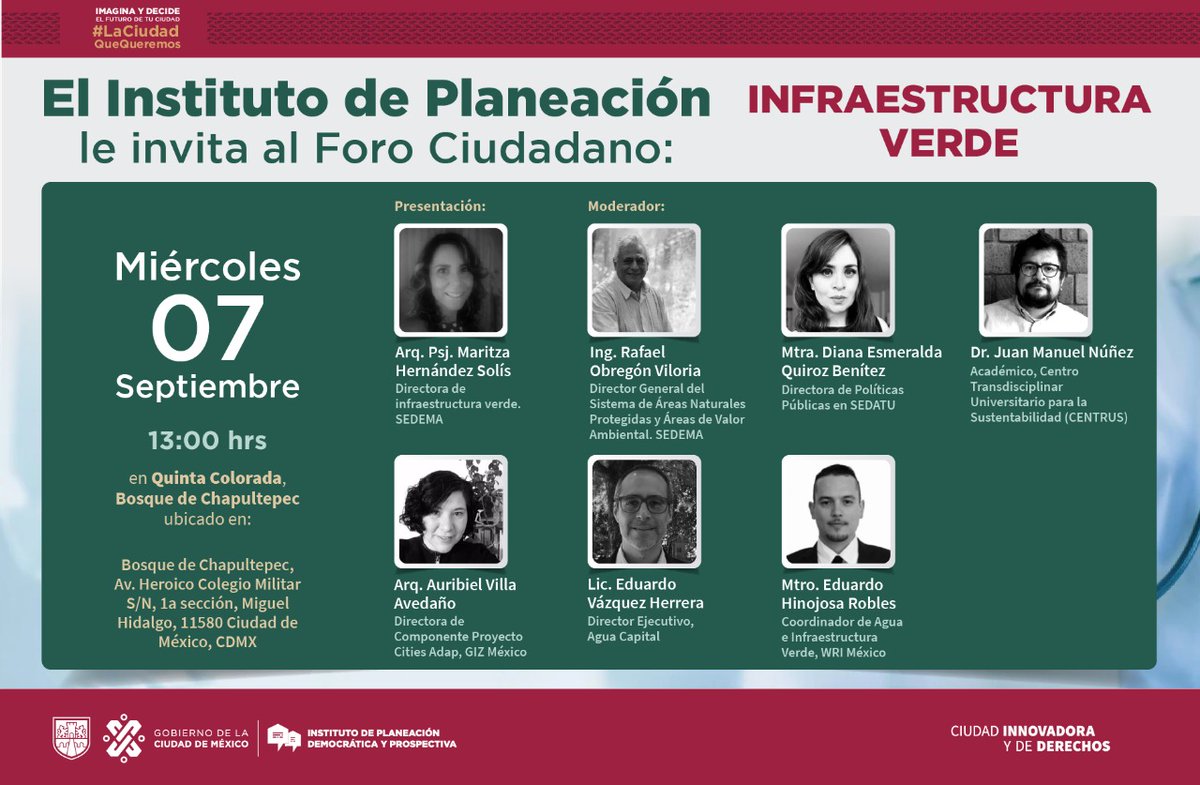 ¿#SabíasQue la #InfraestructuraVerde permite conservar la #Biodiversidad?  

Mañana hablaremos de esto y más. ¡Participa!

📅 07 de septiembre
⏰ a la 1 pm
📍 Quinta Colorada, Bosque de <a href="/ChapultepecCDMX/">Bosque De Chapultepec</a>