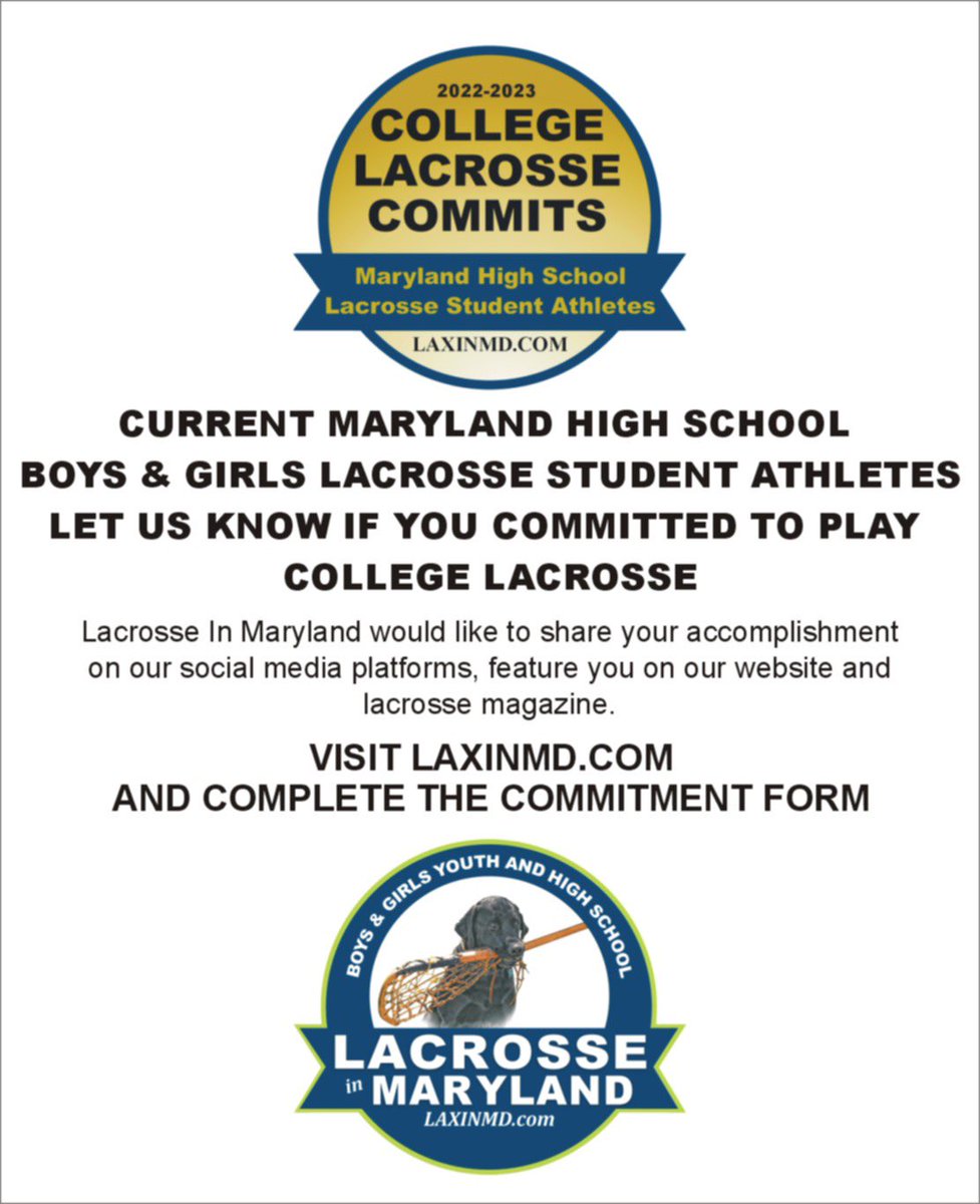 LaxInMaryland's tweet photo. Current Maryland High School Lacrosse Players who have committed to play college lacrosse…Send us your info. Visit https://t.co/6adatI6wjk https://t.co/0g03Lwda8U
