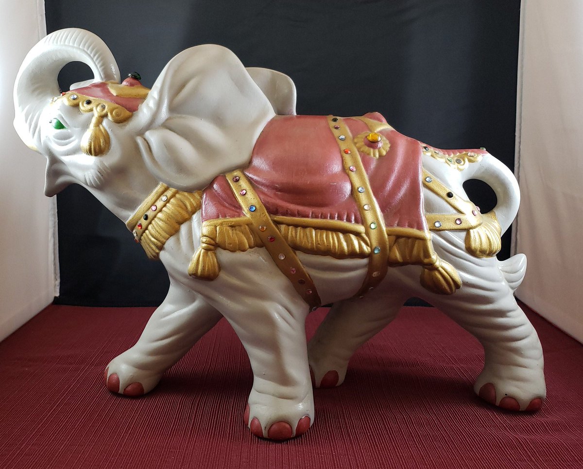 atticesoterica's tweet photo. Vintage Unsigned Large Ceramic Hand Painted Gray Elephant Figurine with Ears Back, Trunk Raised, Decorative Plastic Bead Saddle/Blanket https://t.co/FVJ2y9fvdp #antique #MyNewTag #Etsy #Vintage #AtticEsoterica #EarsBack https://t.co/ZeE77ZJlTF
