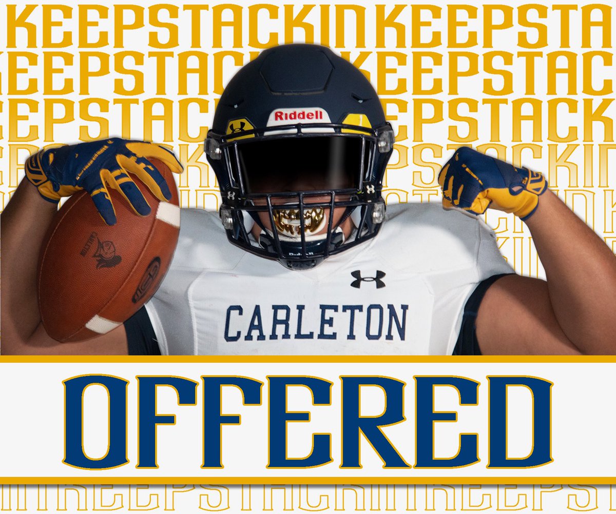 JaydenHollar's tweet photo. After a great conversation with @CoachBobDavies I’m blessed and honored to receive an offer from Carleton College! 

@CarletonFB @CoachJournell 
@ChadGrier_  @Coach_Birch  @PDS_ChargersFB 

#HardWorkWorks https://t.co/mH3wYlSea5